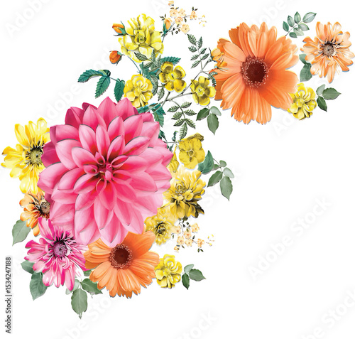 Elegant Floral Bunch: Vibrant Blossoms United in a Stunning, Natural Celebration of Beauty and Grace.