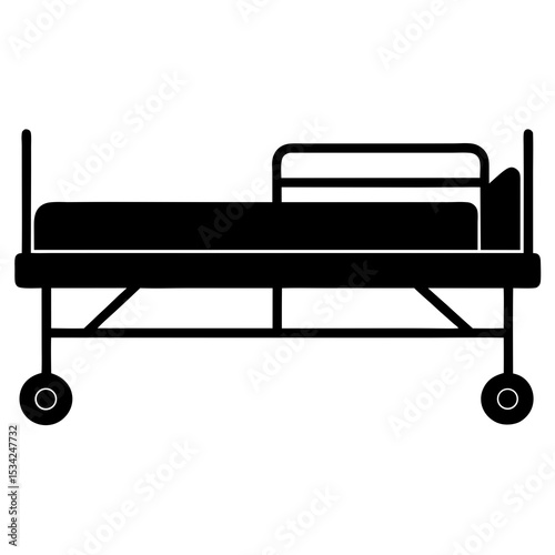  a hospital bed with side rails and wheels minimalist style