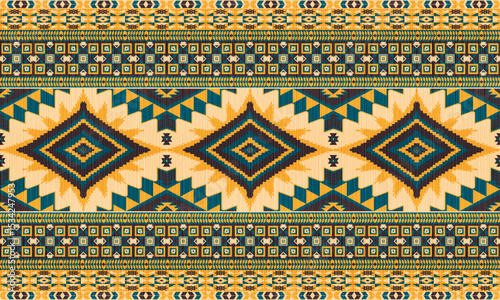 American tribal ethnic native pattern.Traditional Navajo,Aztec,Apache,Southwest and Mexican style fabric pattern.Abstract vector motifs pattern.For fabric,clothing,blanket,carpet,woven,wrap,decoration