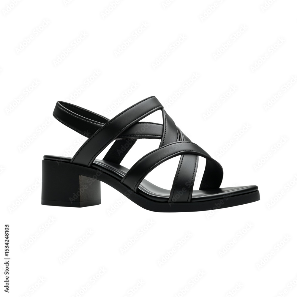 Elegant black leather high-heel shoes, isolated and ready for summer fashion Elegant black leather high-heel shoes, isolated and ready for summer fashion