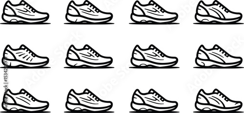Running Shoe Icon Pattern, Sport Sneaker Vector Illustration.