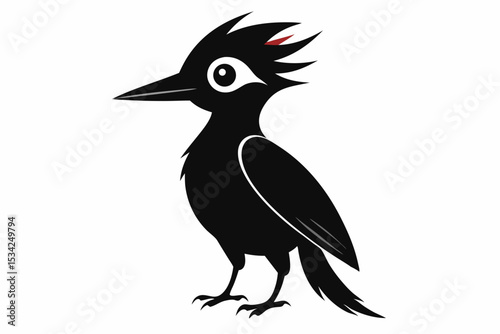 woodpecker sihouette black vector 