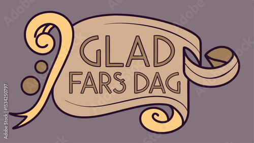Charming swedish illustration depicting glad fars dag celebrating father's day in a stylish art deco inspired design with delicate decorative elements.