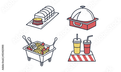 Restaurant menu food and drink icons set vector.