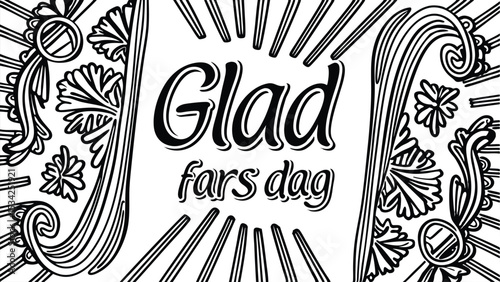 Elegant black and white transparent vector illustration with the words swedish glad fars dag perfect for fathers day greeting cards and design projects