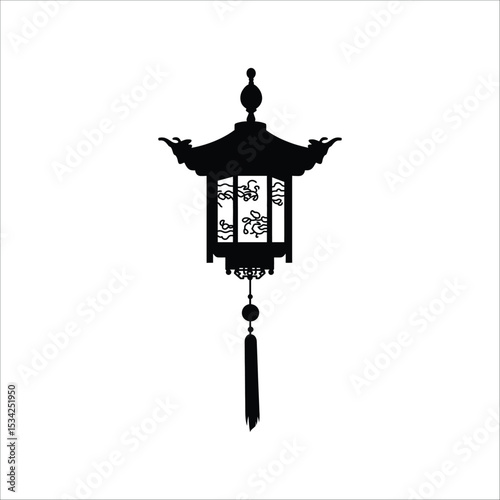 Vector graphic of a traditional chinese lantern silhouette for design and decoration element isolated art 100