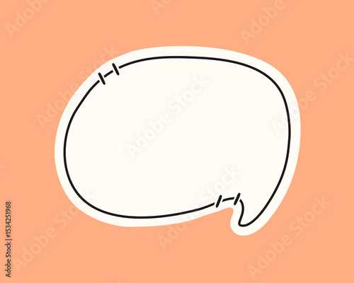 Cute speech bubble with a hand drawn style on a soft peach background for use in social media posts, posters, or infographic designs.