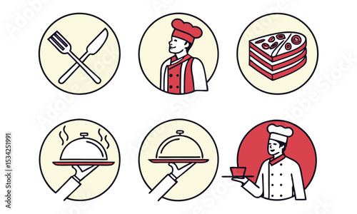 Restaurant menu food and drink icons set vector.