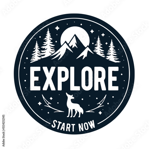 Explore start now mountain adventure badge