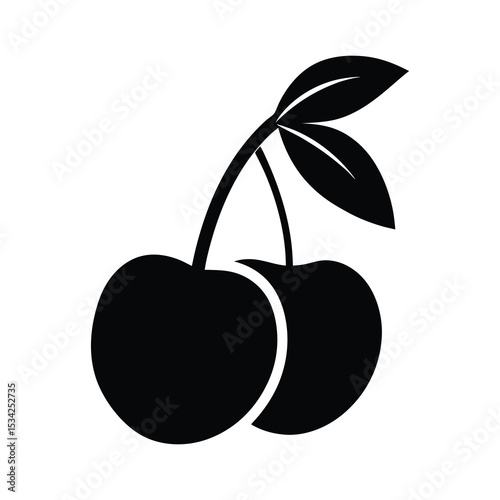 cherry-fruit-black-silhouette--on-white-background.eps