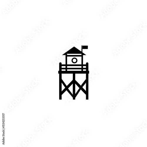 Vector lifeguard station icon for beach patrol and rescue symbol