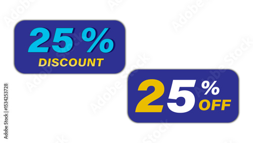 25% discount and 25 % off voucher blue yellow white color