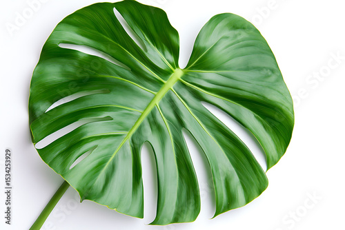 Single monstera leaf on white background
