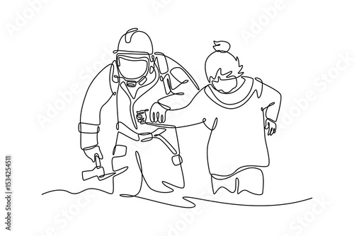 Public service concept. Single line draw design. Full length animation illustration. High quality 4k footage	