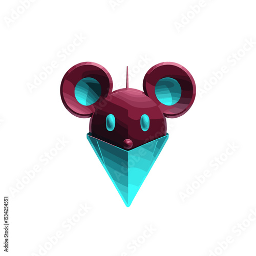 Playful computer mouse design represented as a cartoon mouse character in modern style