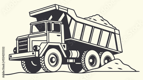 A generic dump truck construction yellow and black vector illustration 