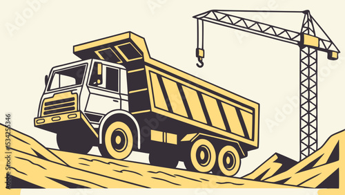 A generic dump truck construction yellow and black vector illustration 