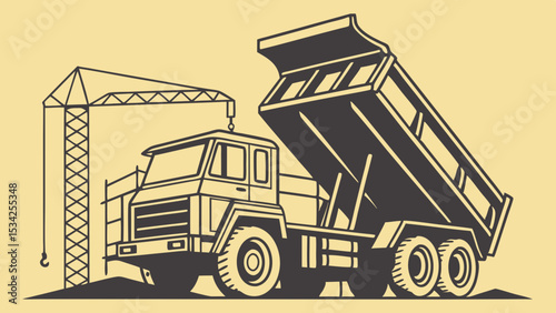 A generic dump truck construction yellow and black vector illustration 