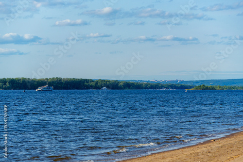 view of the Volga river on the embankment of the city of Samara, Russia, city beach