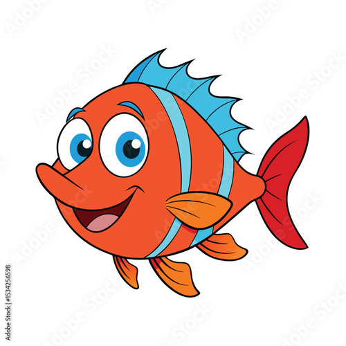 vector illustration of cartoon fish