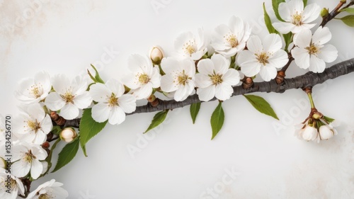 Delicate spring blossoms on a branch.