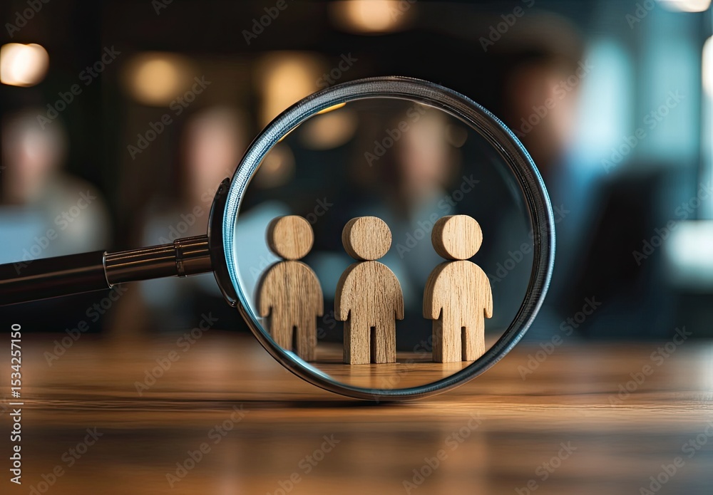 custom made wallpaper toronto digitalMagnifying glass focusing on small wooden figures