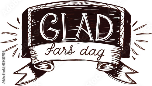 Hand-drawn swedish glad fars dag banner design with transparency suitable for father's day cards and greeting materials