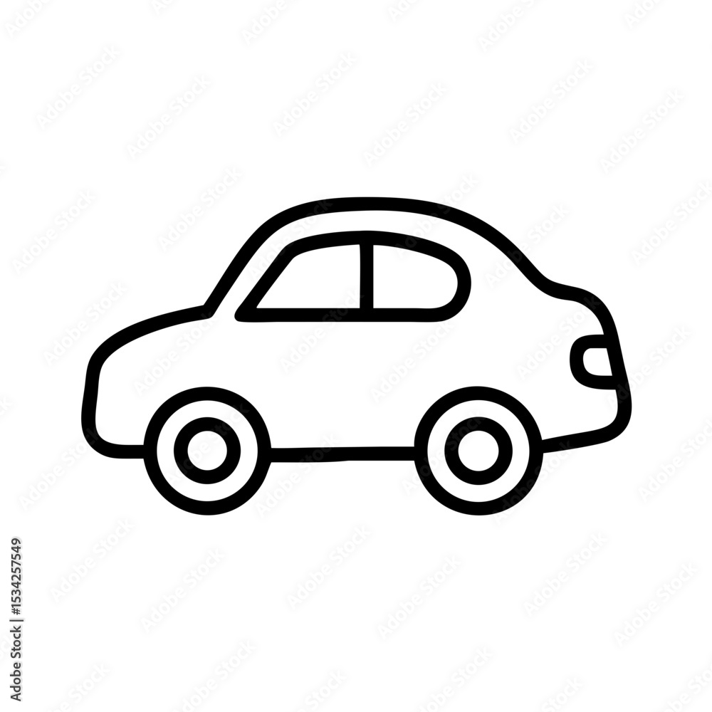 Fototapeta premium Simple Outline of a Toy Car for Educational Materials, Children's Illustrations, Creative Projects, and Fun Learning Resources 
