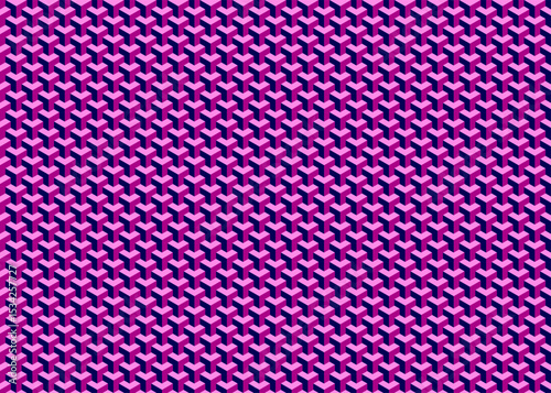 3d illusion of depth, isometric cubes in pink and purple