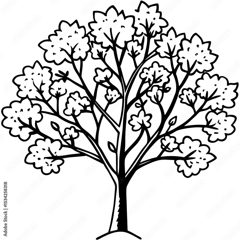 Floral Spring Tree Illustration Floral Spring Tree Illustration