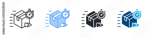 Speed Icon Set Multiple Style. Design In Outline, Blue, Glyph, Dualtone