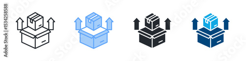 Product Icon Set Multiple Style. Design In Outline, Blue, Glyph, Dualtone
