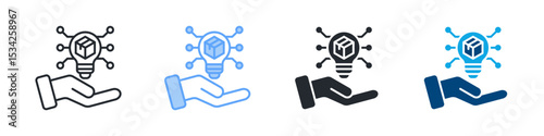Innovation Icon Set Multiple Style. Design In Outline, Blue, Glyph, Dualtone