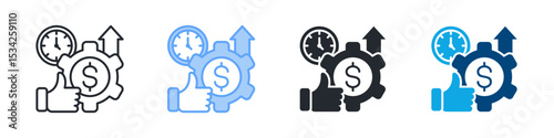 Efficiency Icon Set Multiple Style. Design In Outline, Blue, Glyph, Dualtone