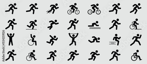 Collection of Diverse Stick Figures Engaging in Various Sports and Activities