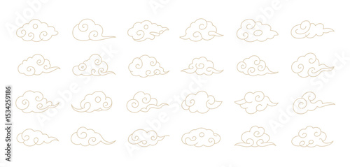 Collection of Twenty Four Asian Style Cloud Designs