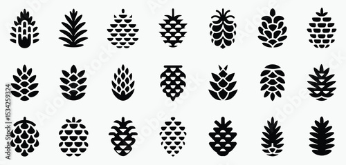 Collection of Twenty Diverse Pine Cone Icons