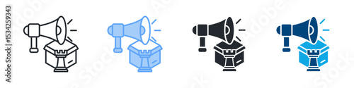 Marketing Icon Set Multiple Style. Design In Outline, Blue, Glyph, Dualtone