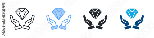 Value Icon Set Multiple Style. Design In Outline, Blue, Glyph, Dualtone