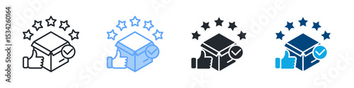 Review Icon Set Multiple Style. Design In Outline, Blue, Glyph, Dualtone