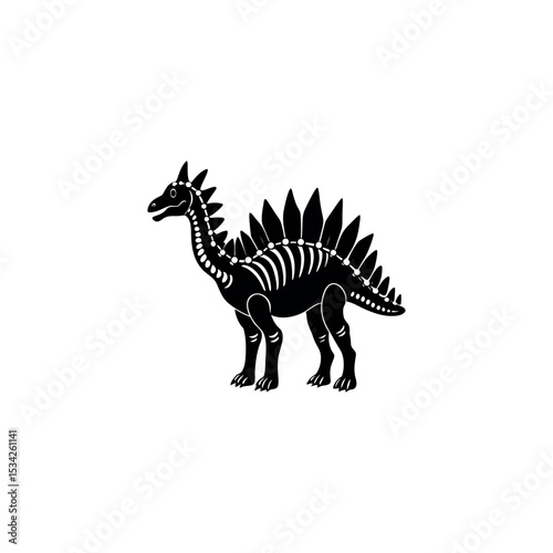 Dinosaur Skull Silhouette Vector Prehistoric Fossil Clipart Collection