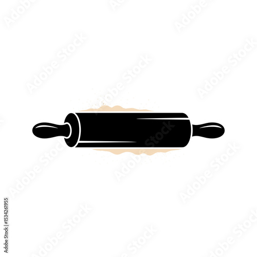 Rolling pin with flour on a transparent background