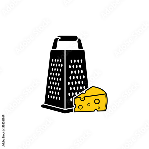 Cheese grater with cheese slice ona transparent background