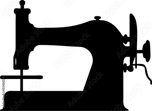 Vintage sewing machine silhouette icon