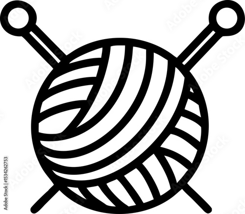 Yarn ball and knitting needles silhouette icon

