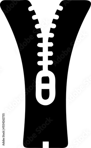 Zipper partially opened silhouette icon