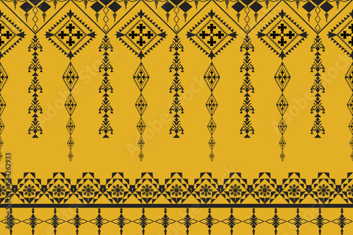 Golden Tribal Diamond Geometric Pattern with Black Accents