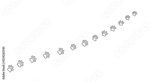 Line of Paw Prints: Minimalist Design on White Background Depicting Animal Tracks