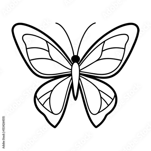 Line art of butterfly wings in delicate design vector illustration