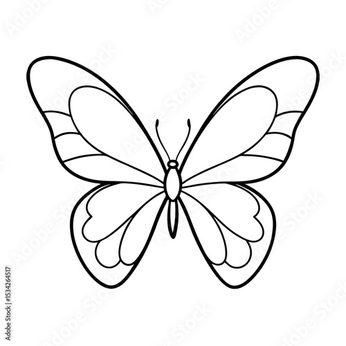 Line art of butterfly wings in delicate design vector illustration